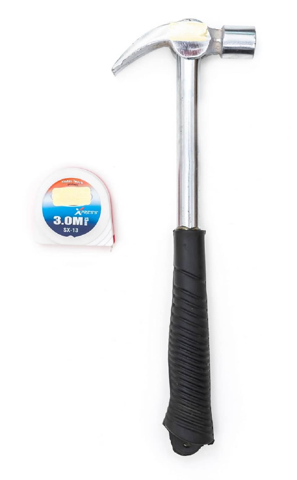 GLOBUS 1448 STEEL HAND TOOL SET/2 PCS ( HAMMER 1/2 LBS AND MEASURING TAPE 3 MTR/ 10 FEET AND 120  INCH.)