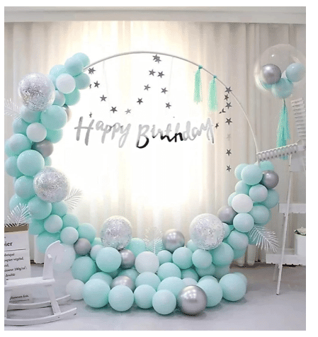     			Blooms Mall   Happy Birthday Decoration Kit 55 Pcs Combo Pack - 1 Pc Happy Birthday Banner (silver Color) + 4 Pcs Silver Confetti Balloons + 10 Pcs Silver Chrome Balloons + 40 Pcs Blue Pastel Balloons