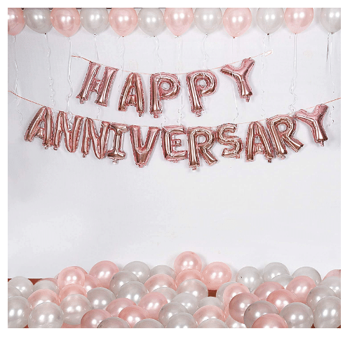     			Blooms Mall Rosegold & silver   Happy anniversary Decoration