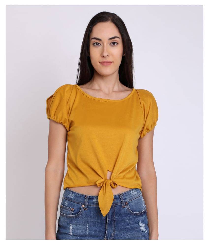 Chimpaaanzee Women's Viscose Knot Front Top ( Yellow ) Chimpaaanzee Women's Viscose Knot Front Top ( Yellow )