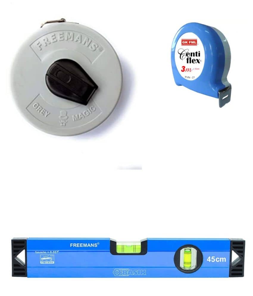 Freemans Grey Magic 7.5 Mtr Measuring Tape/Centi Flex 3 Mtr Measuring Tape/Spirt Level 45 cm.