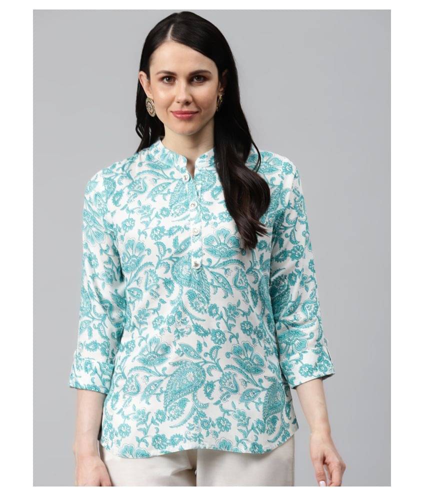     			HIGHLIGHT FASHION EXPORT Women's Cotton A-Line Top ( Blue )