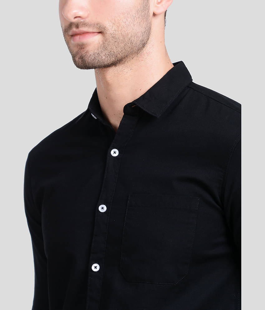 Paul Street Cotton Blend Slim Fit Solids Men's Casual Shirt - Black ( Pack of 1 )