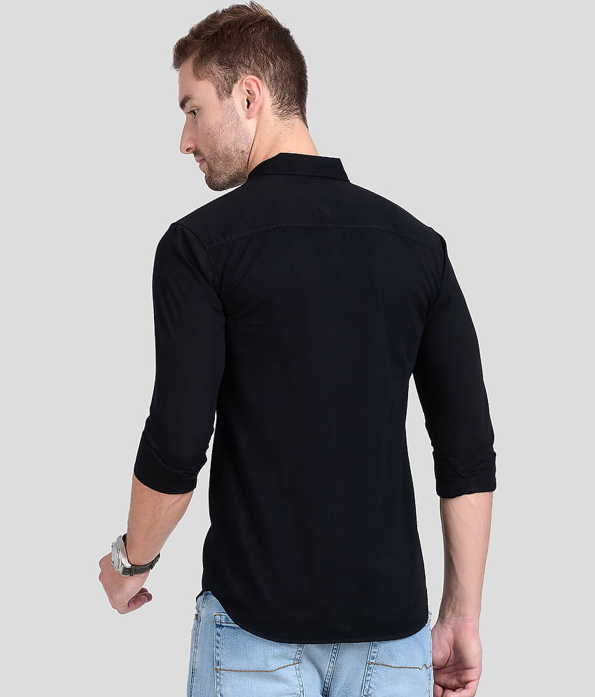 Paul Street Cotton Blend Slim Fit Solids Men's Casual Shirt - Black ( Pack of 1 )