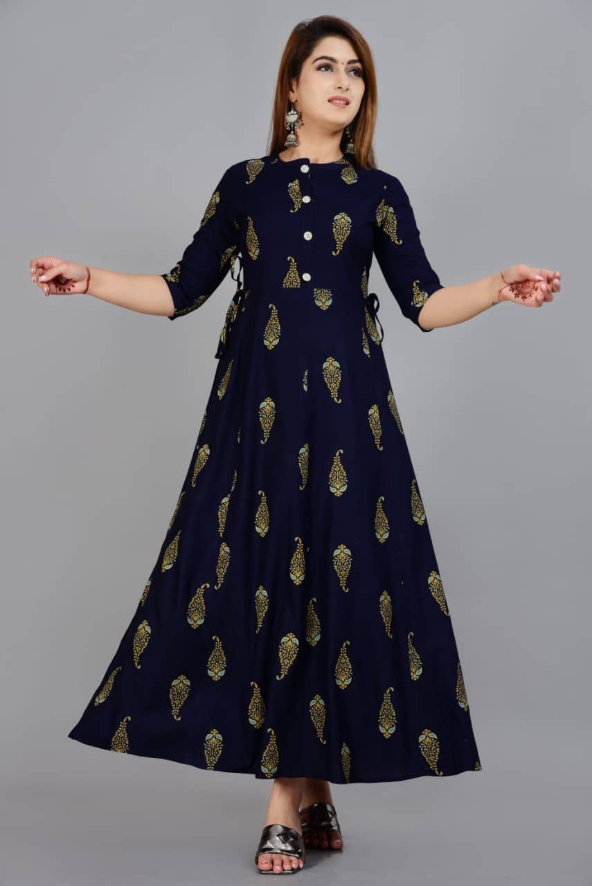 SIPET - Blue Rayon Women's Flared Kurti - Kurtis, Tunics | Buy online on ZillyBuy
