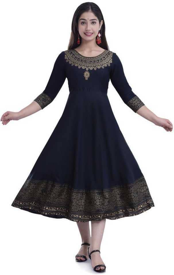 SIPET - Blue Rayon Women's Flared Kurti - Kurtis, Tunics | Buy online on ZillyBuy