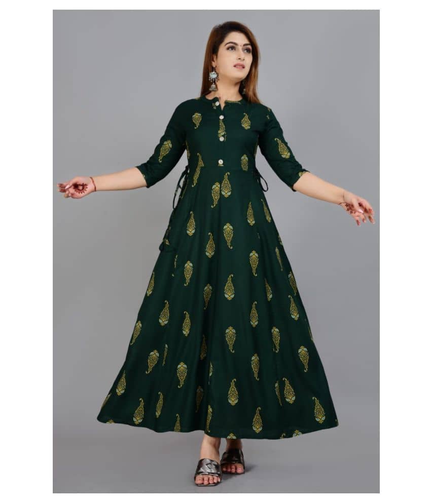 SIPET - Green Rayon Women's Flared Kurti - Kurtis, Tunics | Buy online on ZillyBuy
