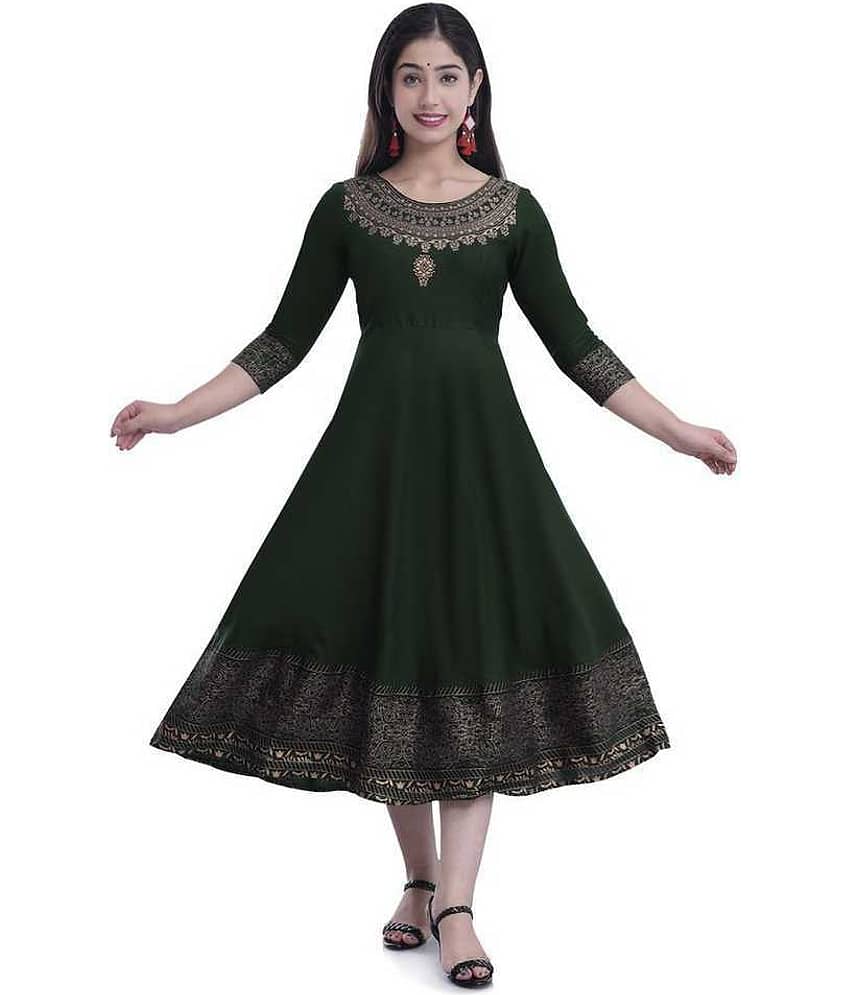 SIPET - Green Rayon Women's Flared Kurti - Kurtis, Tunics | Buy online on ZillyBuy