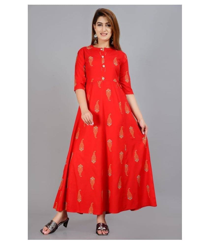 SIPET - Red Rayon Women's Flared Kurti SIPET - Red Rayon Women's Flared Kurti
