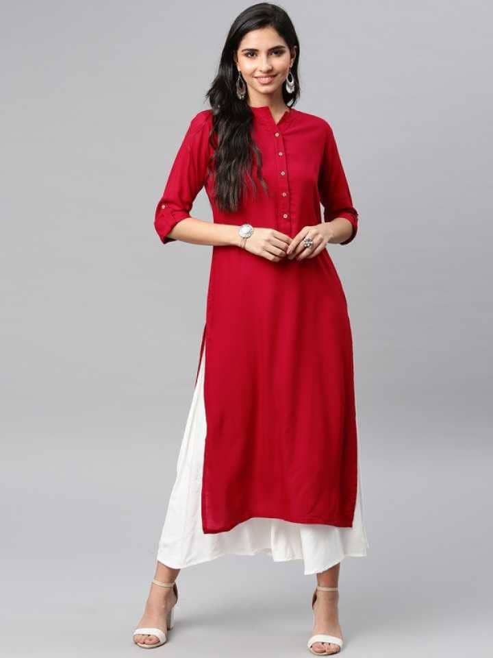 SIPET - Red Rayon Women's Straight Kurti - Kurtis, Tunics | Buy online on ZillyBuy
