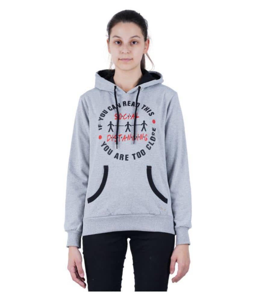 Zebu Cotton - Fleece Grey Hooded Sweatshirt