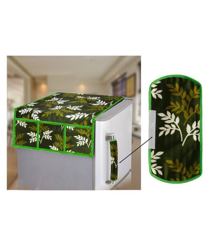 E-Retailer Set of 2 Polyester Green Fridge Top Cover E-Retailer Set of 2 Polyester Green Fridge Top Cover