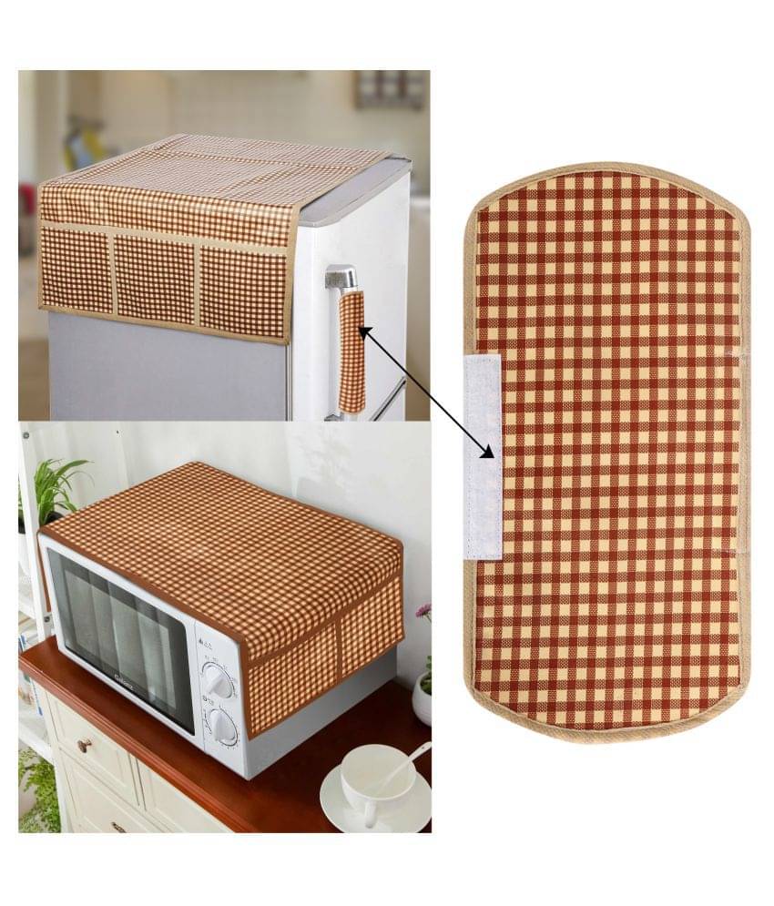 E-Retailer Set of 3 PVC Brown Fridge Top Cover E-Retailer Set of 3 PVC Brown Fridge Top Cover