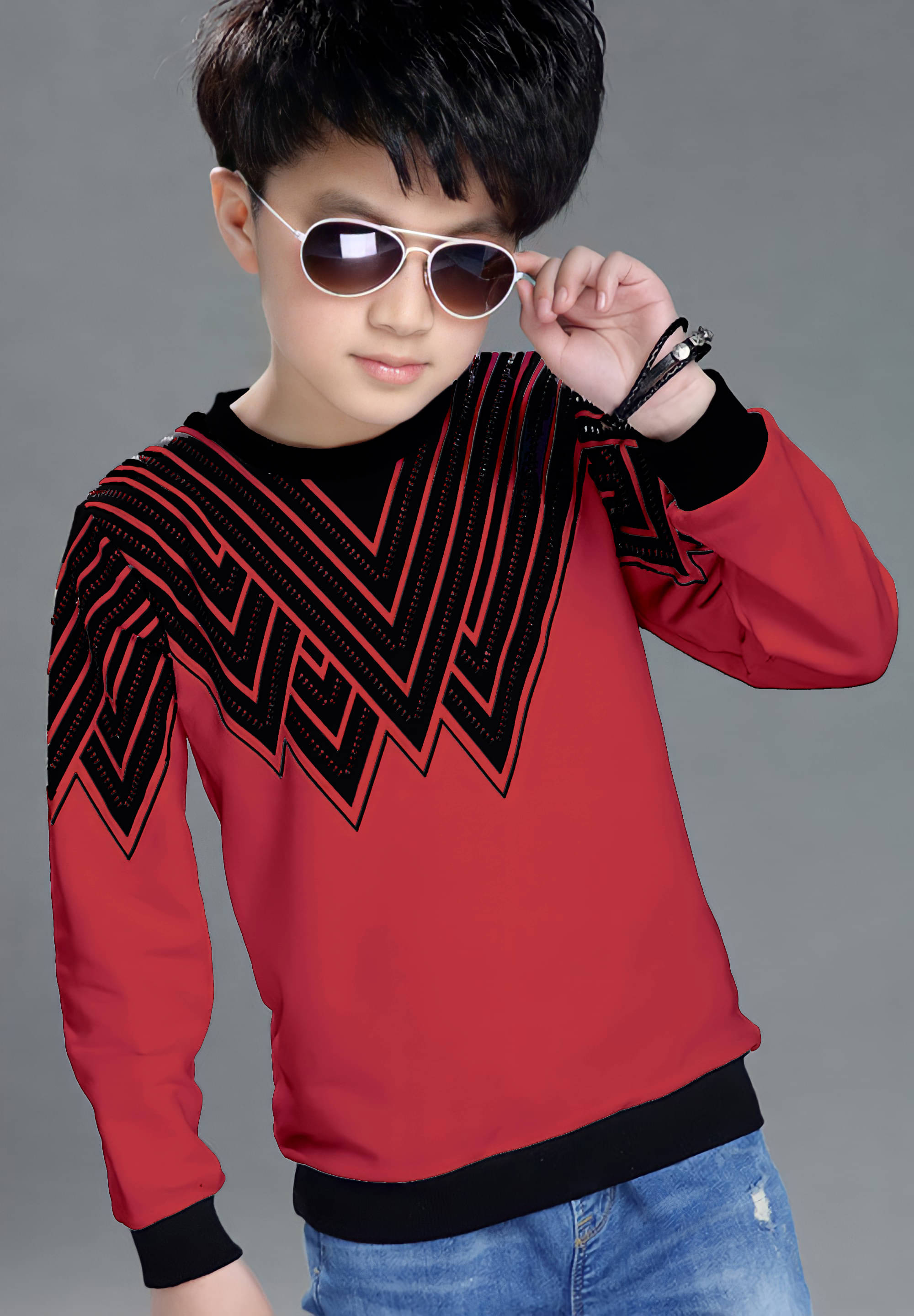     			Force Pack of 3 Boys Cotton T-Shirt ( Red )