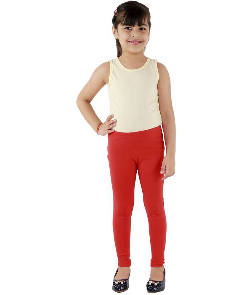 Kids Cave Pack of 1 Girls Cotton Blend Leggings ( Red )