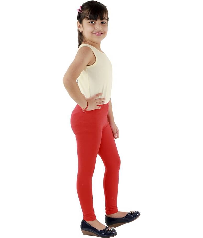Kids Cave Pack of 1 Girls Cotton Blend Leggings ( Red )