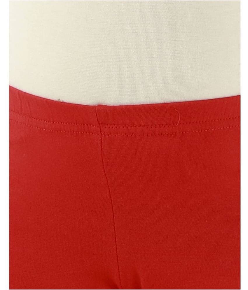 Kids Cave Pack of 1 Girls Cotton Blend Leggings ( Red )
