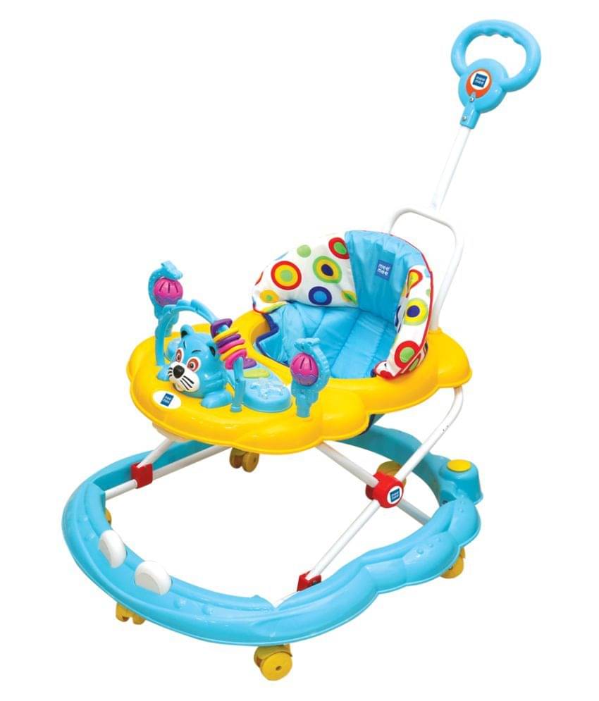     			Mee Mee Simple Steps Baby Walker with Push Handle, Foot Mat & Musical Activity Tray Safe & Sturdy (Blue)