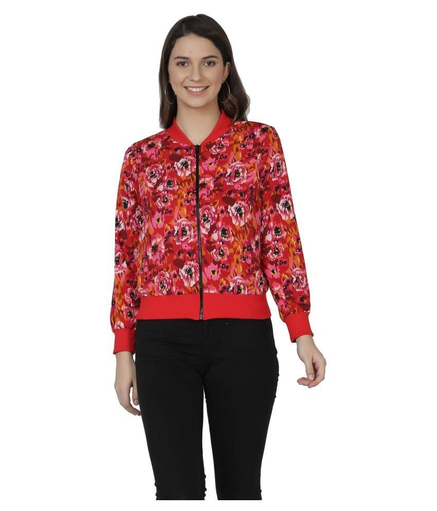 NUEVOSDAMAS Polyester Red Bomber Jackets Single NUEVOSDAMAS Polyester Red Bomber Jackets Single