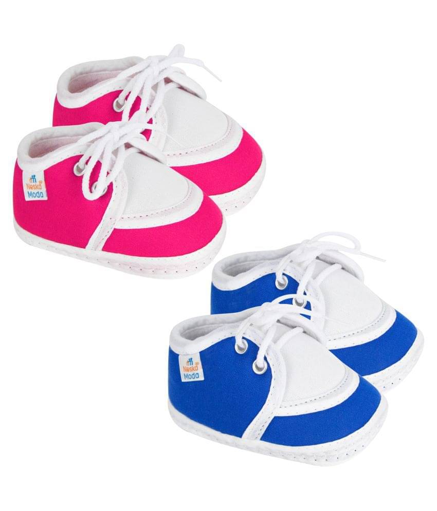     			Neska Moda Unisex Set Of 2 Pair Booties for 9 to 12 Months (Pink,Blue)-SK134andSK137