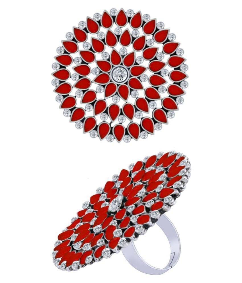     			Stylish Look Adjustable Traditional Silver Tone Finger Ring For Women And Girl