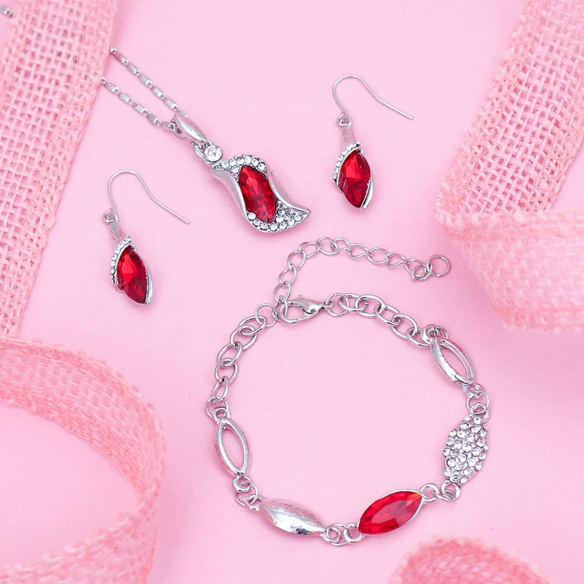     			Sukkhi Gorgeous Crystal from Swarovski Rhodium Plated Jewellery Combo for Women
