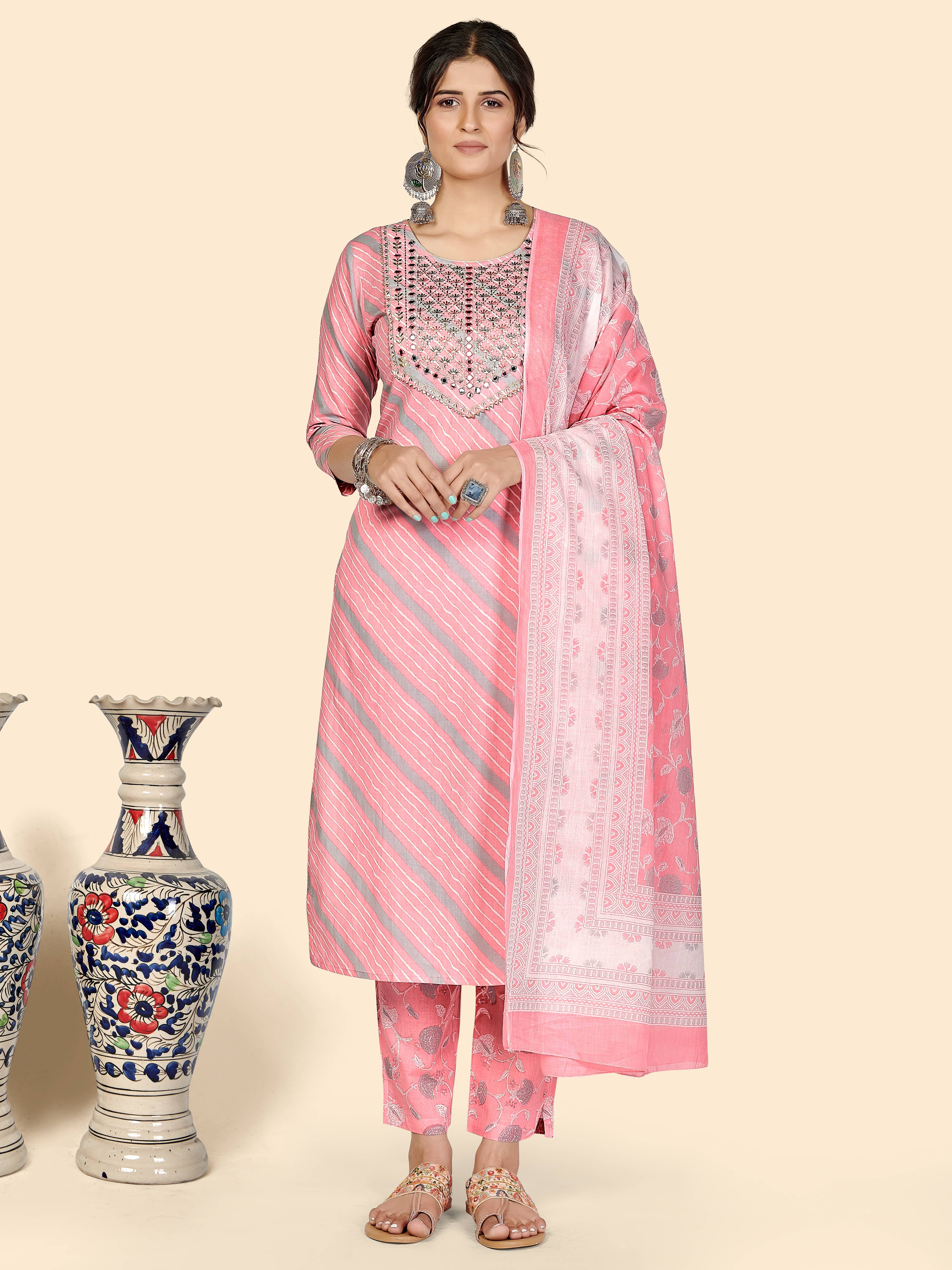    			Vbuyz - Pink Straight Cotton Women's Stitched Salwar Suit ( Pack of 1 )