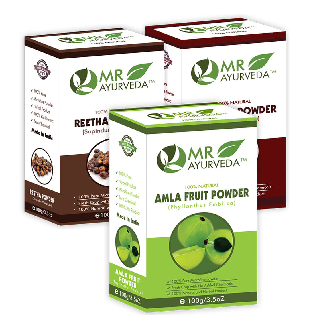     			MR Ayurveda 100% Organic Reetha, Shikakai & Amla Powder Hair Scalp Treatment 300 g Pack of 3