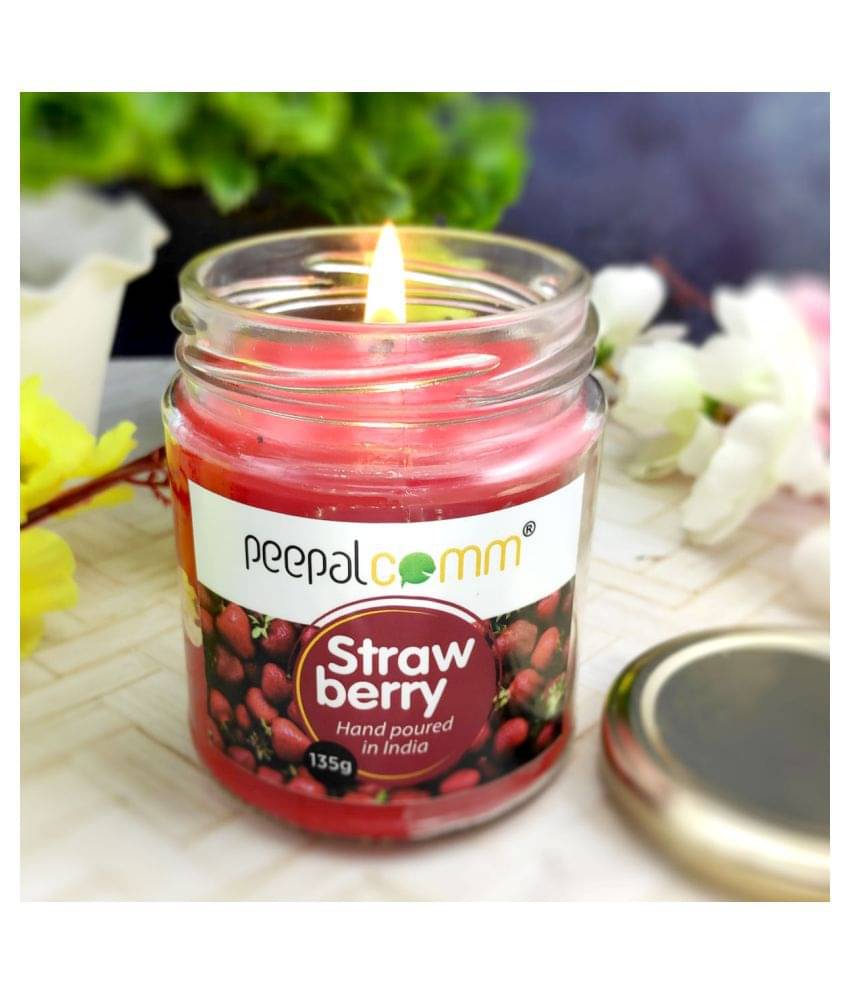     			Peepalcomm Red Jar Candle - Pack of 1