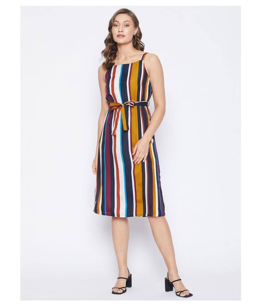 Purys Women Crepe A-line Dress ( Multi Color ) Purys Women Crepe A-line Dress ( Multi Color )