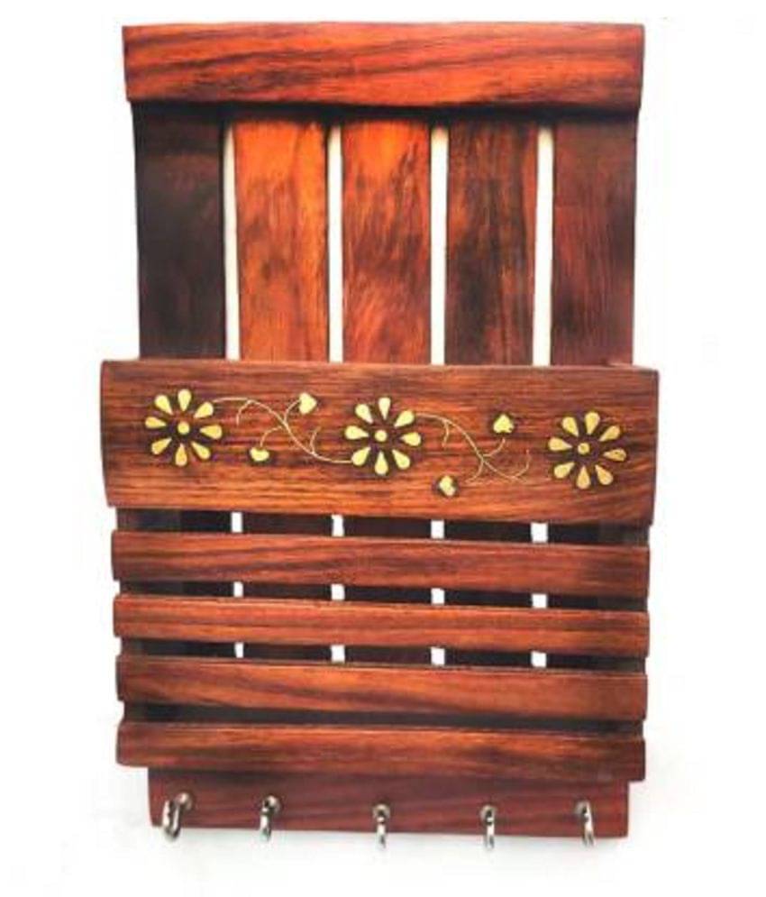     			TFS Brown Wood Key Holder - Pack of 1