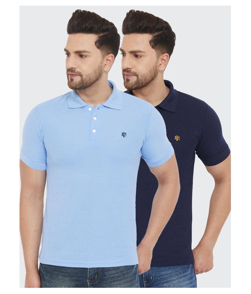     			The Million Club Pack of 2 Polyester Regular Fit Solid Half Sleeves Men's Polo T Shirt ( Blue )