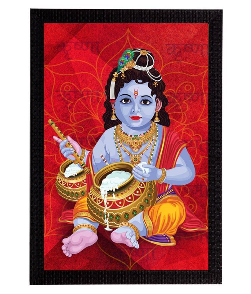     			eCraftIndia Lord Krishna Satin Matt Texture UV Art Painting