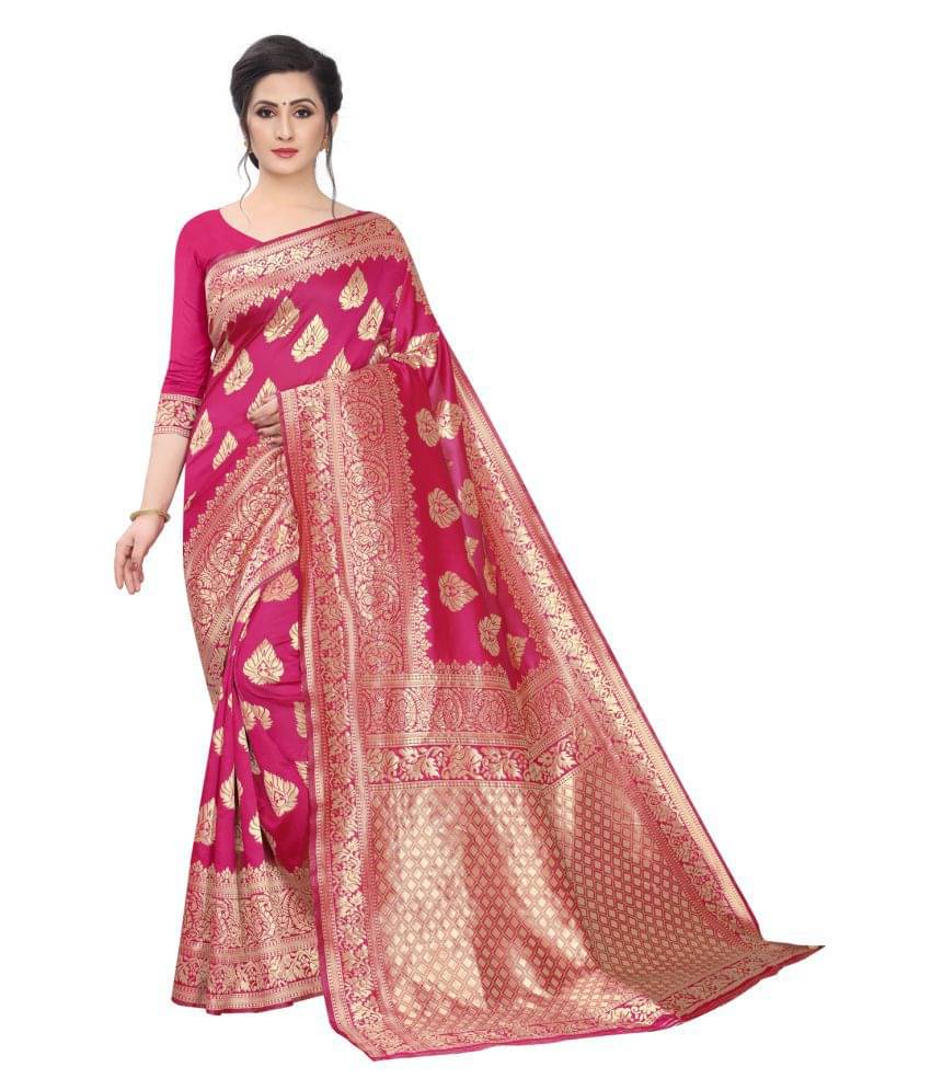 ofline selection Jacquard Self Design Saree With Unstitched Blouse Piece ( Pink ) ofline selection Jacquard Self Design Saree With Unstitched Blouse Piece ( Pink )