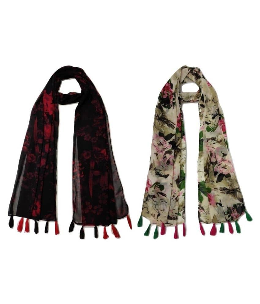 stolevilla Multi Printed Poly Cotton Yarn Stoles ( Pack of 2 ) - Dupattas & Shawls | Buy online on ZillyBuy