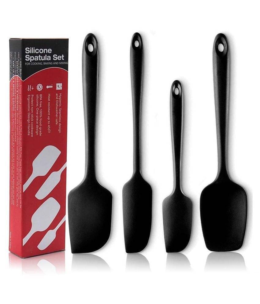 Baskety Silicone Mixing Spatula Kitchen Utensil Set ( Pack of 4, Black ) Baskety Silicone Mixing Spatula Kitchen Utensil Set ( Pack of 4, Black )