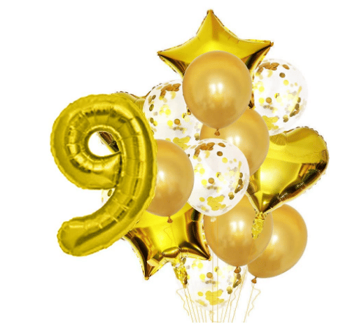     			Blooms Event 9 No. foil +2 Heart foil, 2  Star Foil ,5 Confetti Balloon , 5 Latex Balloon