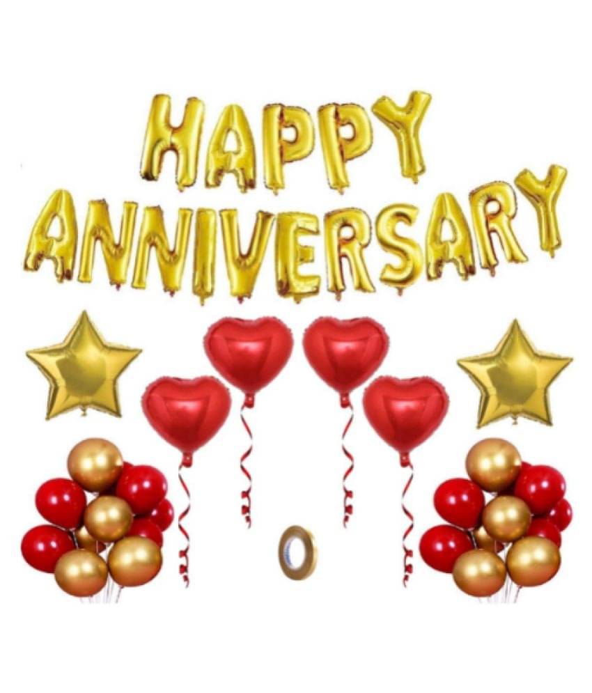     			Blooms Event Red & Golden    Happy anniversary Decoration