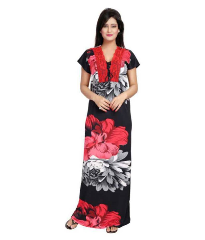Gutthi Satin Nighty & Night Gowns - Red Single - Nightwear & Loungewear | Buy online on ZillyBuy