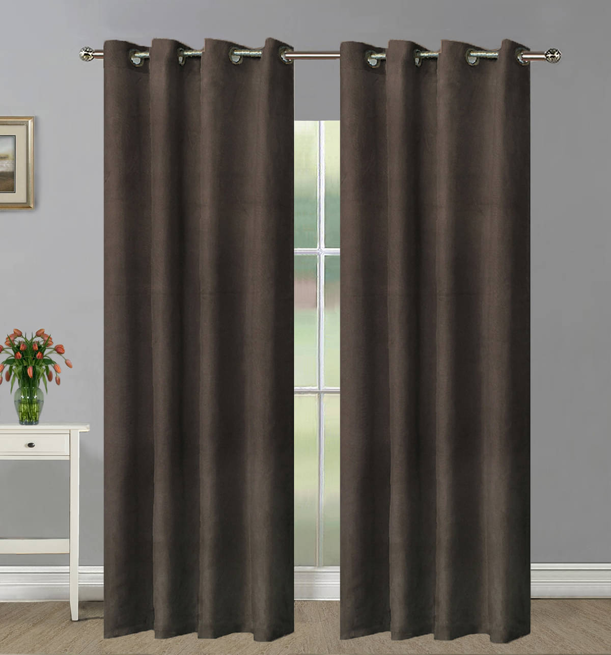 Home Candy Set of 2 Door Blackout Room Darkening Eyelet Polyester Brown Curtains ( 213 x 114 cm ) Home Candy Set of 2 Door Blackout Room Darkening Eyelet Polyester Brown Curtains ( 213 x 114 cm )