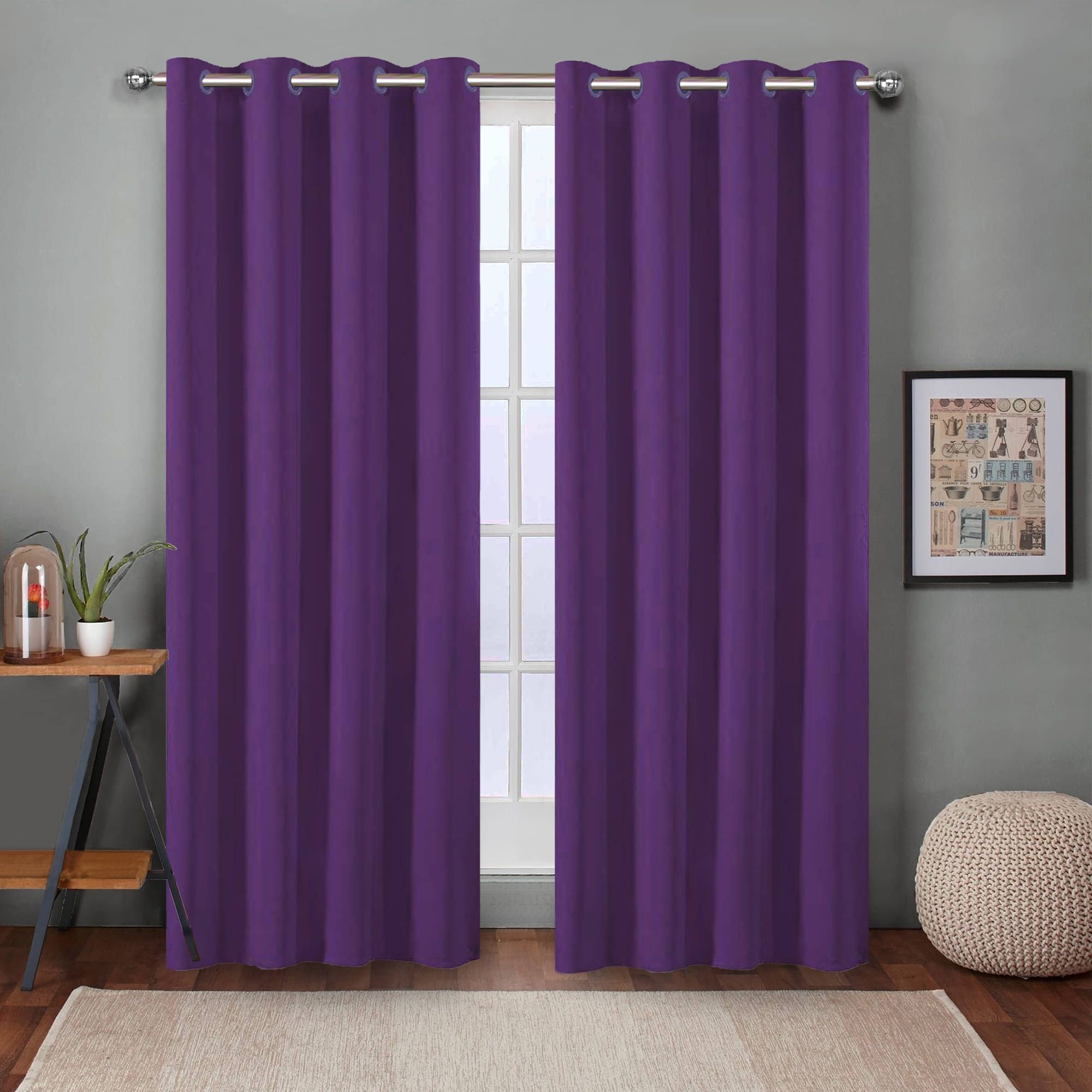 Home Candy Set of 2 Long Door Blackout Room Darkening Eyelet Polyester Purple Curtains ( 274 x 114 cm ) Home Candy Set of 2 Long Door Blackout Room Darkening Eyelet Polyester Purple Curtains ( 274 x 114 cm )