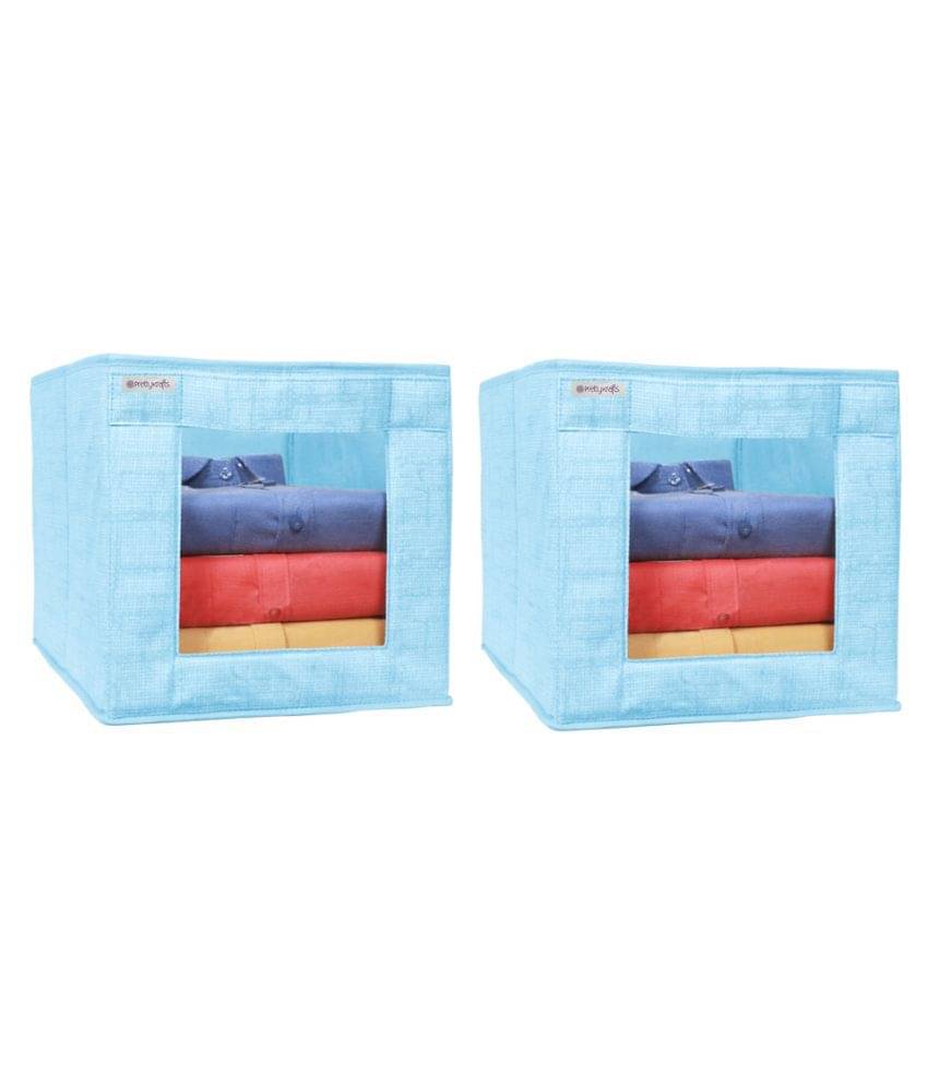     			PrettyKrafts Toys Organizer,Shirt Stacker Closet, Fabric Storage Boxes for Shelf, Stackable Closet Bins for Toys & Kids Books with Transparent Window (Pack of 2) Jute Grey