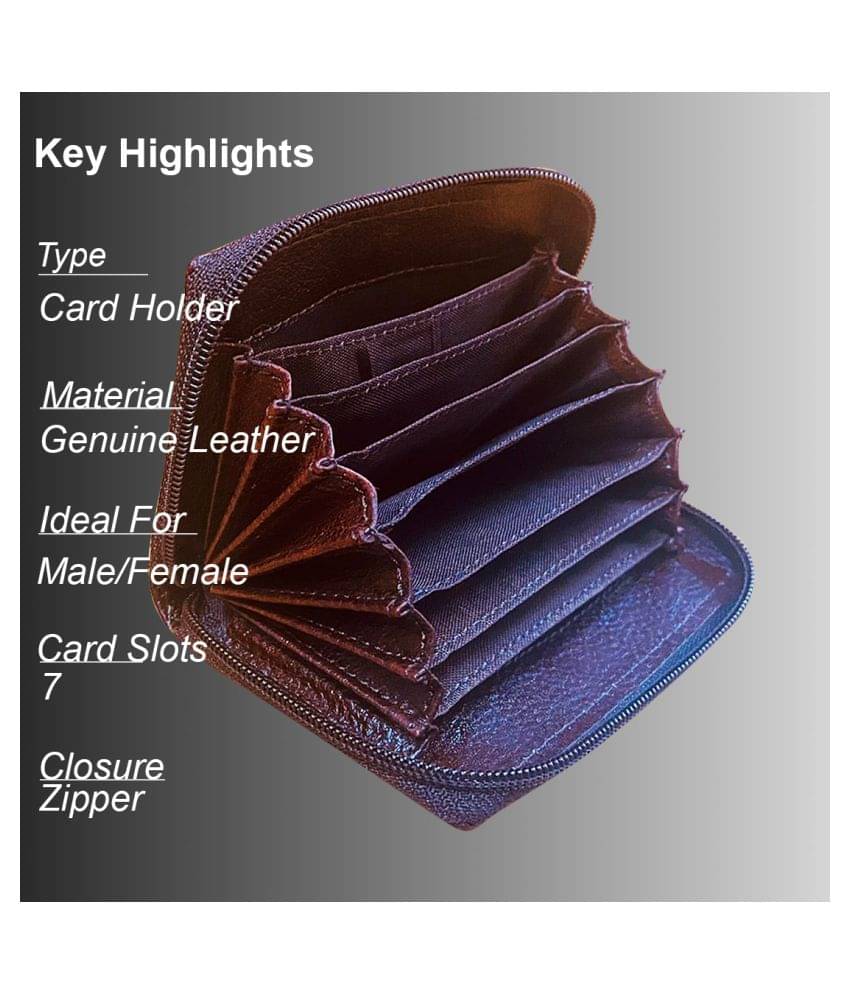     			Style 98 Brown Leather Credit/Debit Card 8 Slot Card Holder For Men & Women