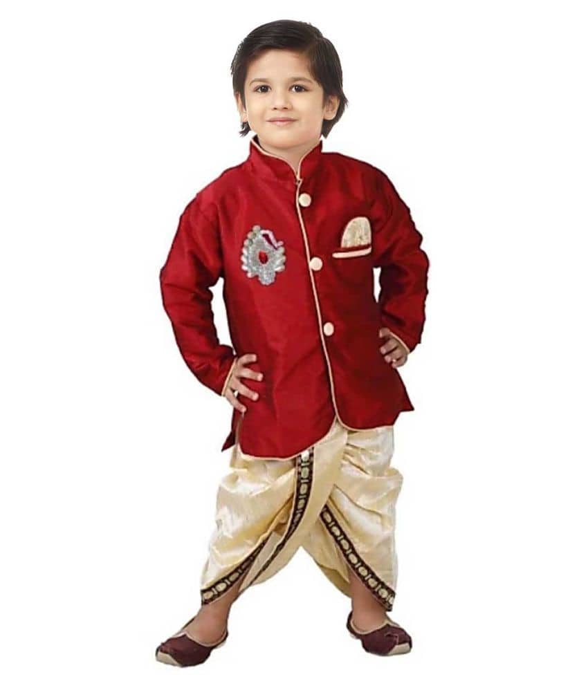 JCT DRESSES Boys Silk Multicolor Dhoti Kurta Set ( Pack of 1 ) - Kurtas & Kurta Sets | Buy online on ZillyBuy