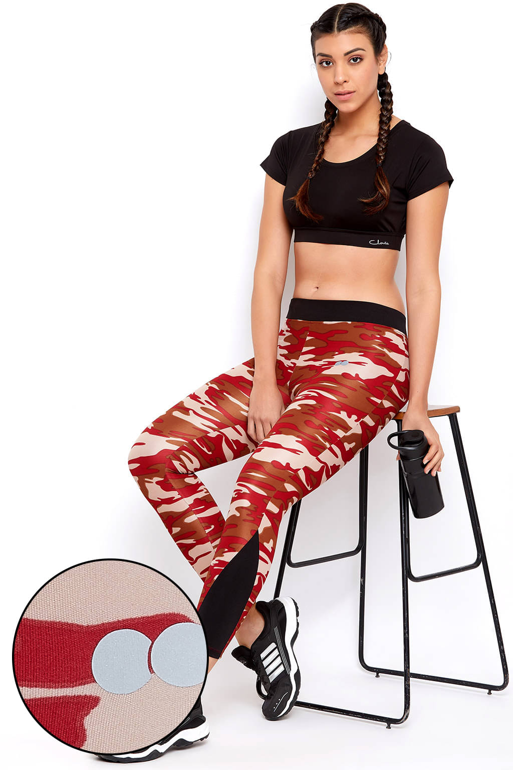     			Clovia Maroon Polyester Geometrical Tights - Single