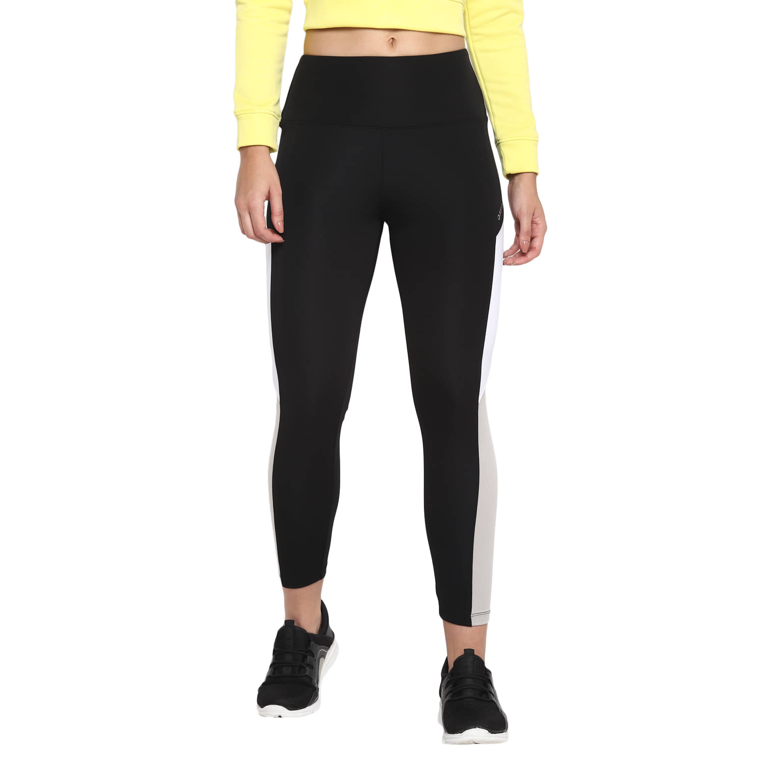     			OFF LIMITS Black Poly Spandex Color Blocking Tights - Single