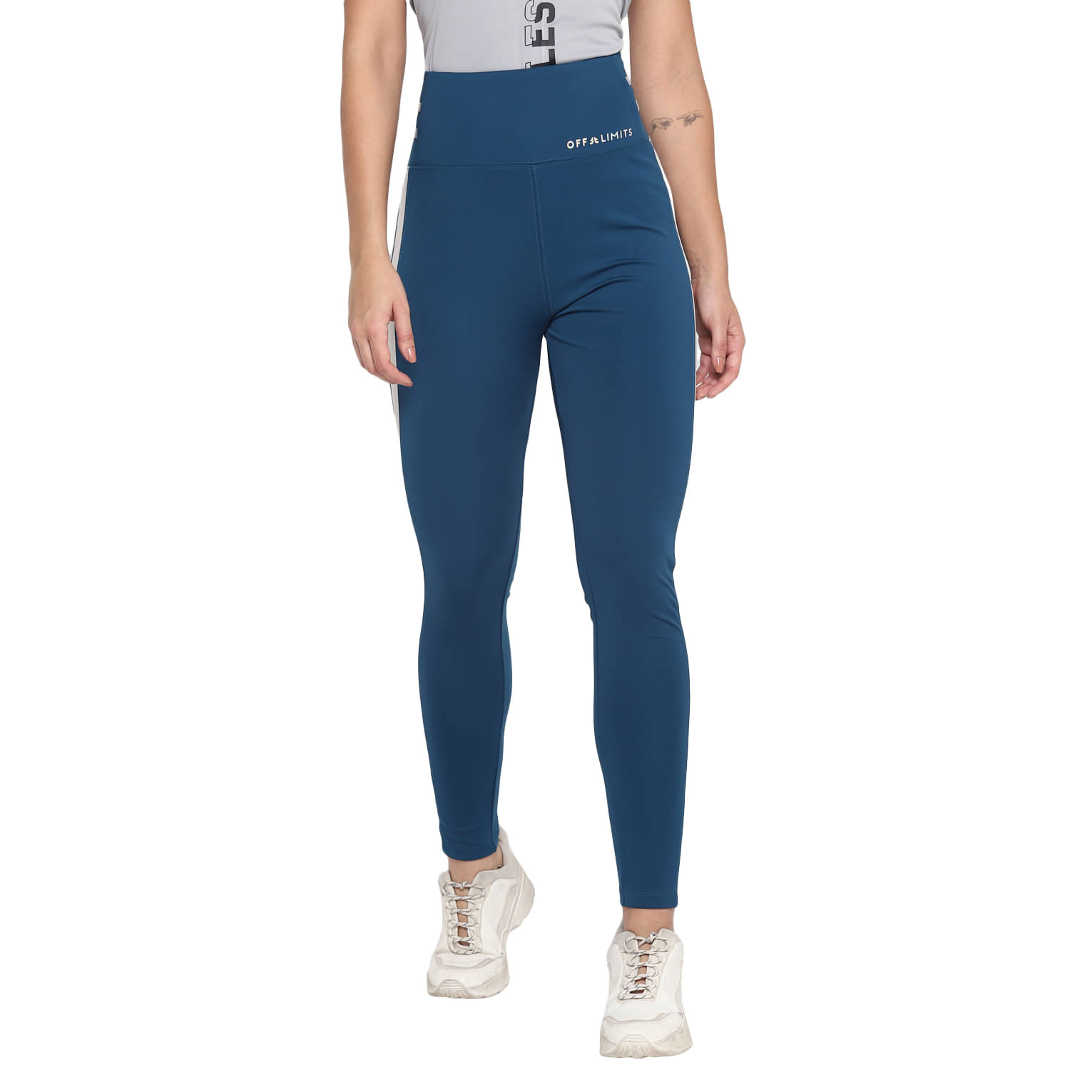     			OFF LIMITS Blue Poly Spandex Color Blocking Tights - Single
