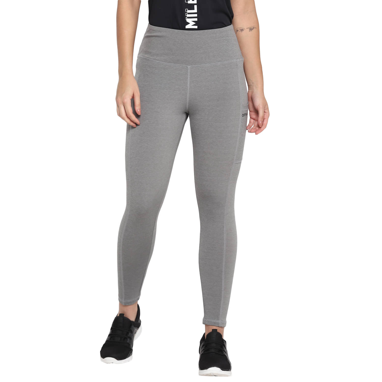     			OFF LIMITS Grey Poly Spandex Printed Tights - Single