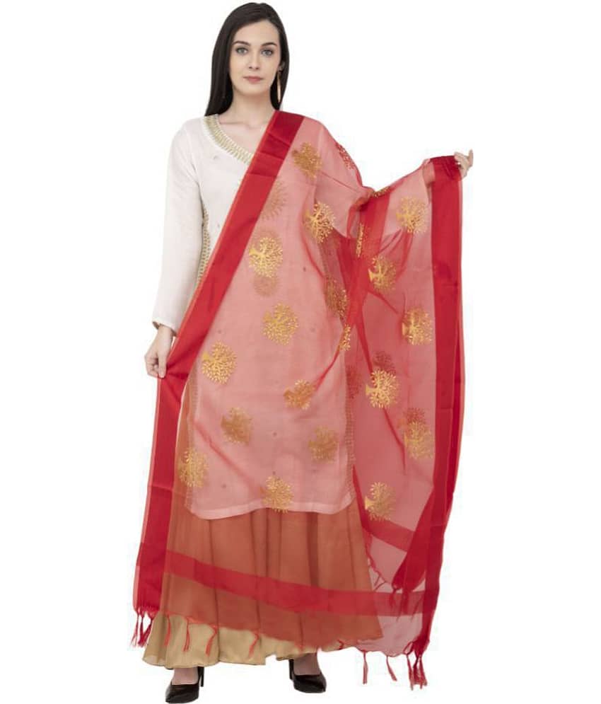 A R Silk Maroon Tissue Hand Embroidered Dupatta - Single - Dupattas & Shawls | Buy online on ZillyBuy