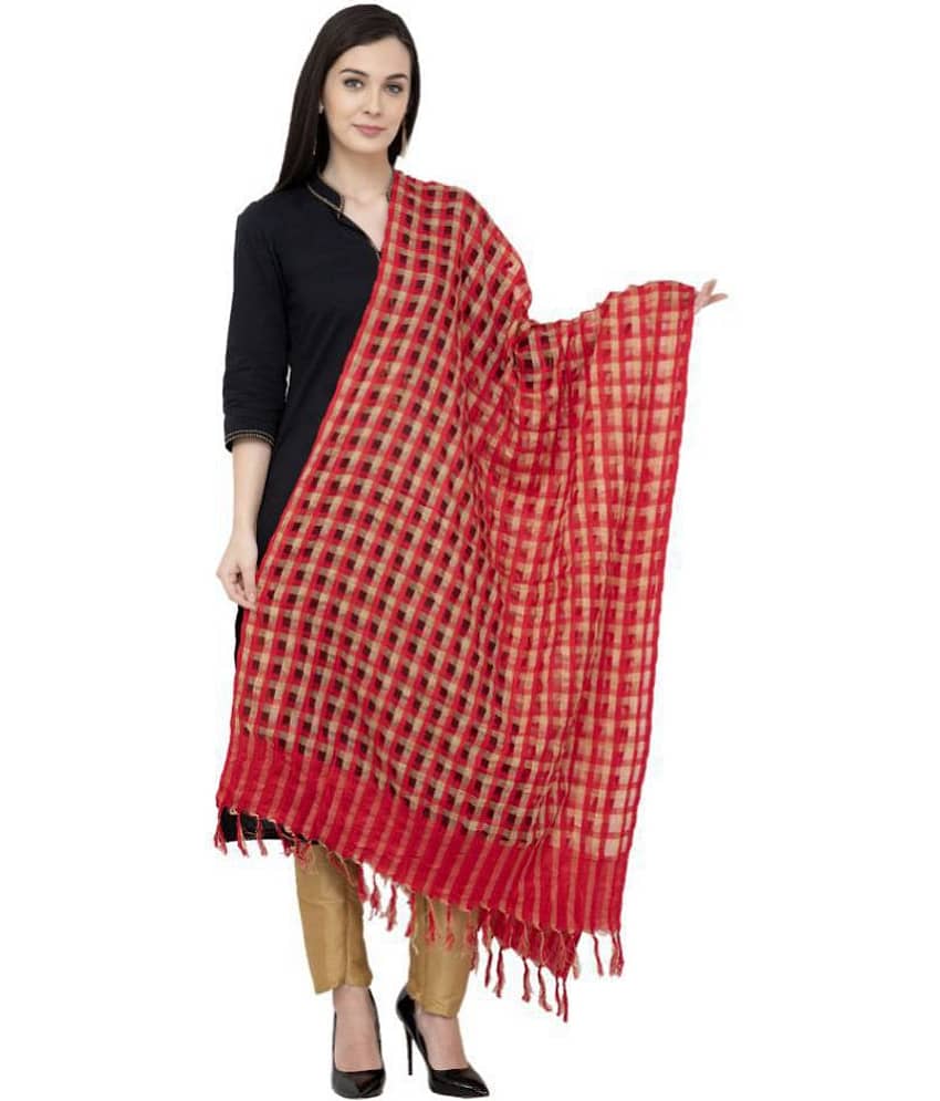 A R Silk Red Cotton Hand Painted Dupatta - Single - Dupattas & Shawls | Buy online on ZillyBuy